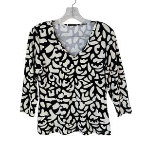J. McLaughlin Black and White Catalina Cloth Workwear Top Size Small